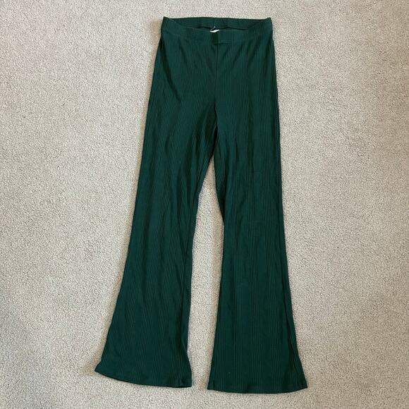 Aerie Flare Ribbed Green Leggings Sports Yoga Workout Exercise Size XS - Picture 1 of 5